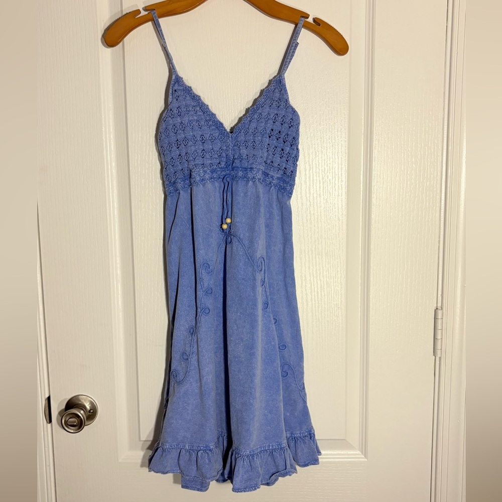 ~floral denim babydoll dress~